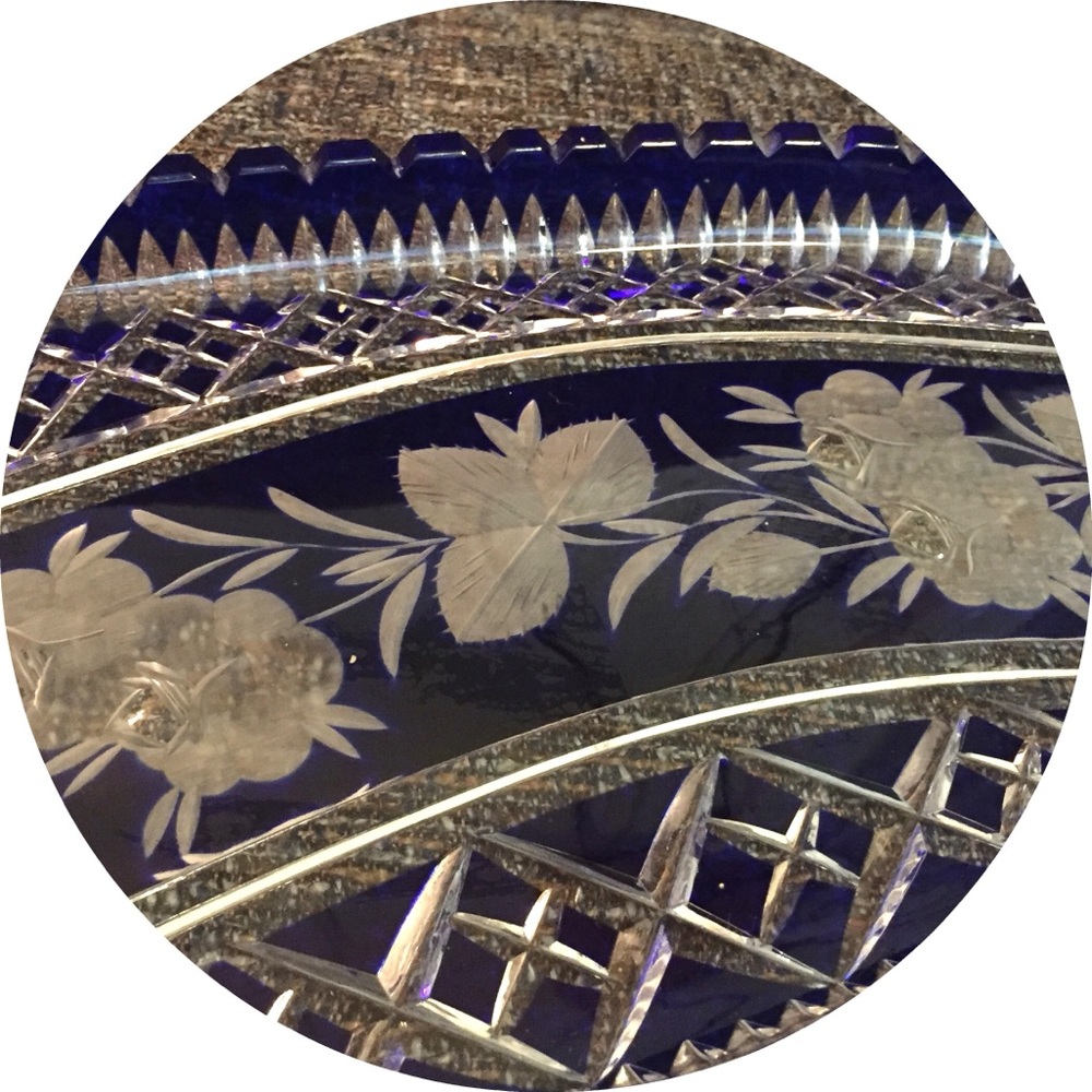 Vintage Heavy Oblong Cut-Glass Dish